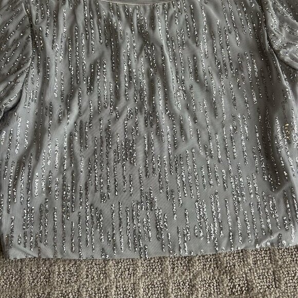 Y2K Retro VTG Gray Sparkly Glitter Cropped Crop Top 3/4 Sleeve As U Wish Zip - Picture 2 of 10